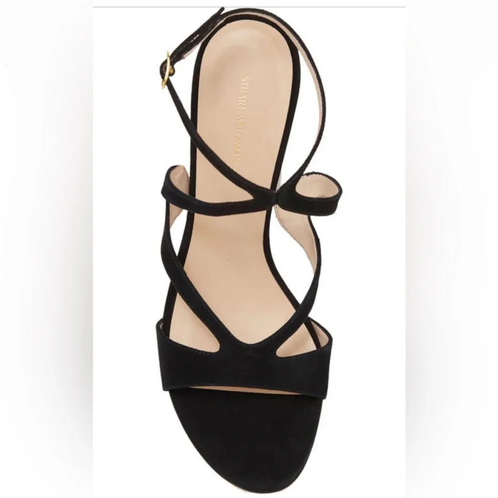 Stuart Weitzman, Mariposa 80 Heeled Sandal, Black, US 10